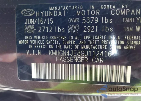 2016 Hyundai Genesis 3.8 из США, поврежденный, VIN KMHGN4JE8GU112416